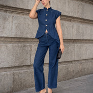 The Frame Spencer SYD STUDIO veste denim sans manches col mao Casablanca