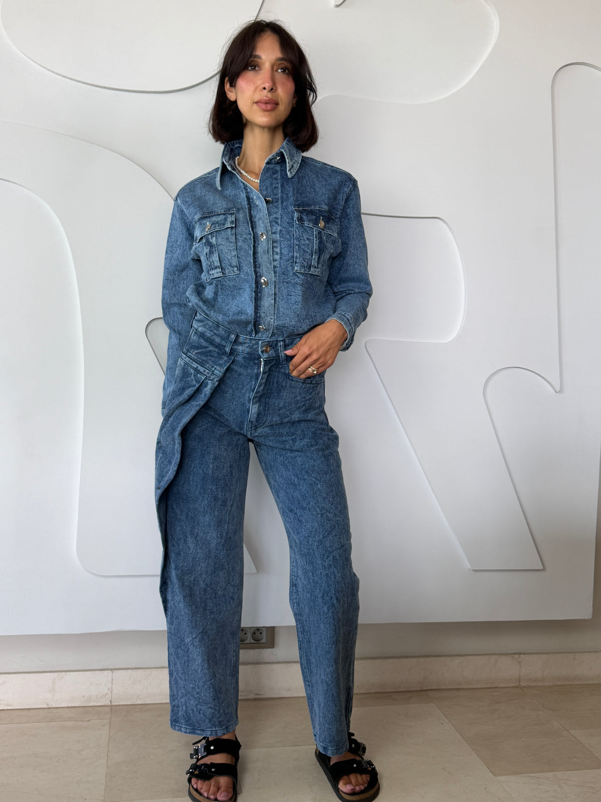 The Frame Denim coupe travaillée taille haute denim premium SYD STUDIO