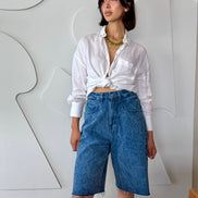 Bermuda Capri High Waist denim raw wash sans ourlet SYD DENIM Maroc