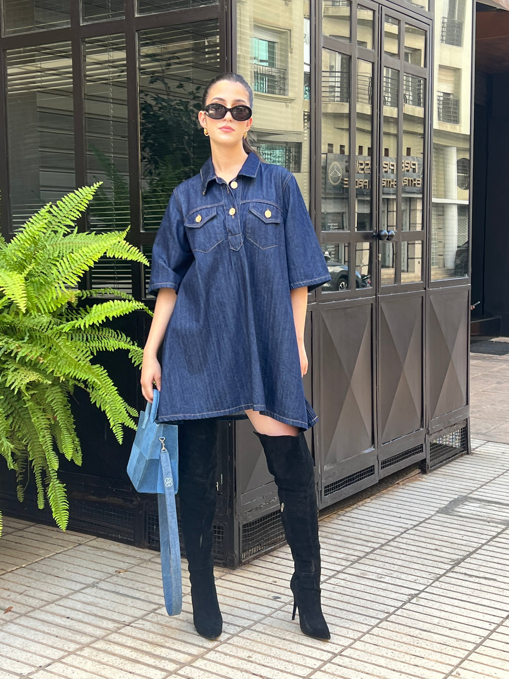 Robe baby doll denim