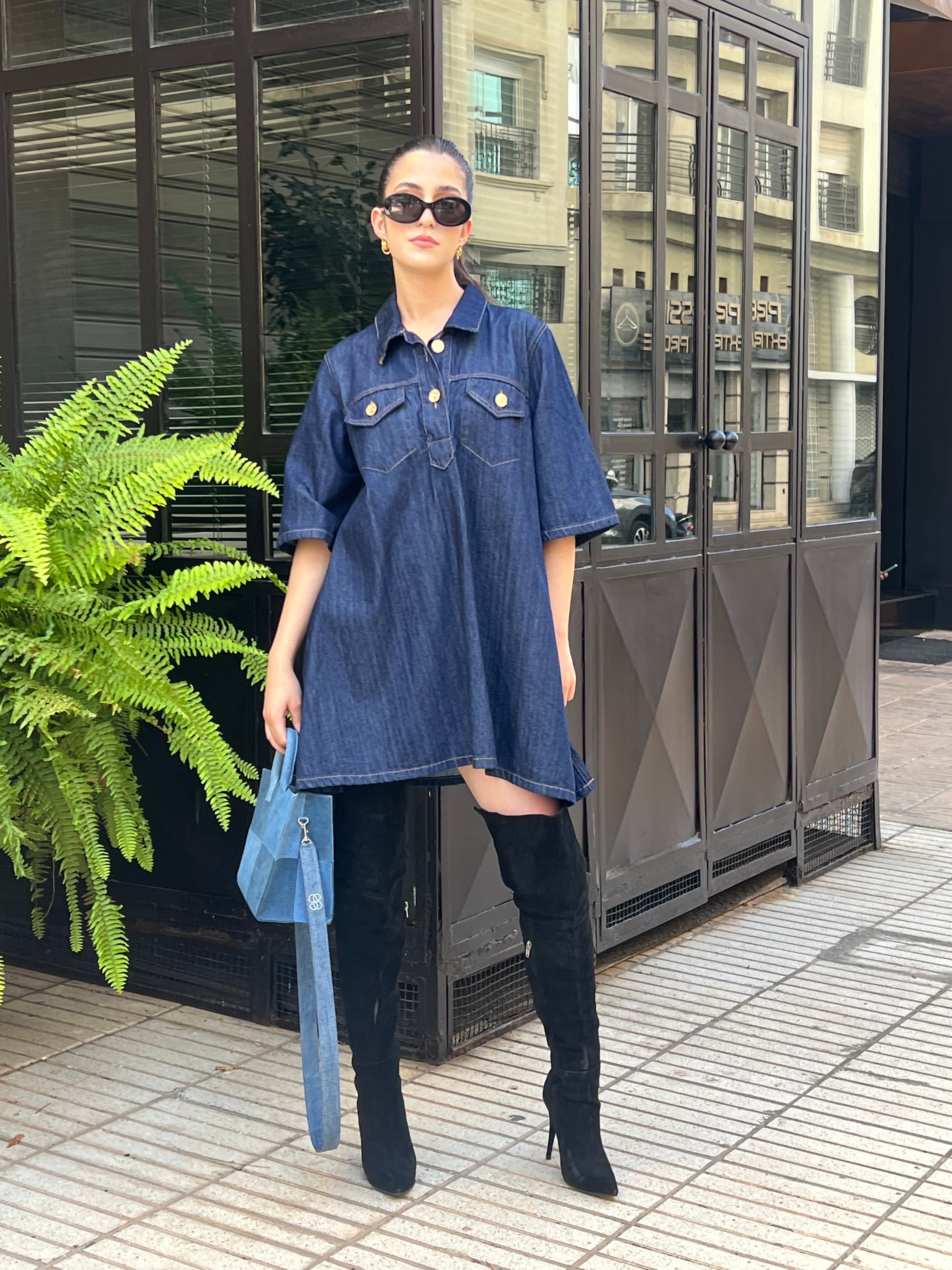 Robe baby doll denim