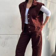 Détail jean ballon chocolat — couture artisanale — SYD DENIM