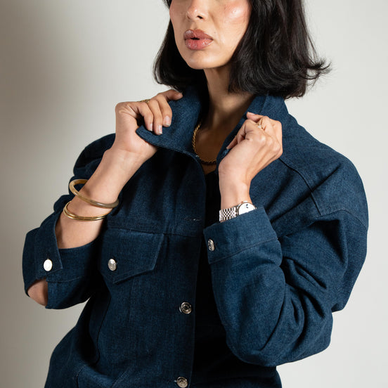 Oversize criss cross jacket denim SYD STUDIO — atelier Casablanca
