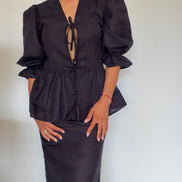 The Saint Set Summer Edition by SYD — chemisier et jupe en lin — atelier Casablanca Maroc