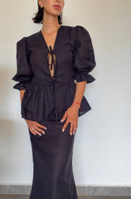 The Saint Set Summer Edition by SYD — chemisier et jupe en lin — atelier Casablanca Maroc