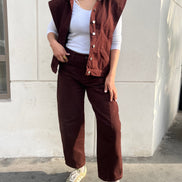 Chocolat denim ballon — vue de face — SYD DENIM Maroc