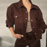 Veste oversize chocolat denim — vue de dos — SYD DENIM atelier Casablanca