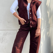 Jean ballon chocolat denim femme — SYD DENIM fait main Casablanca