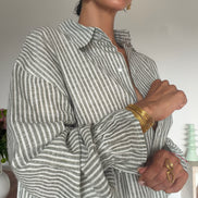 The Néroli Set SYD DENIM — lin vert sauge rayé — Summer Edition atelier Casablanca made in Morocco
