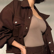 Veste oversize denim chocolat femme — SYD DENIM — atelier Casablanca