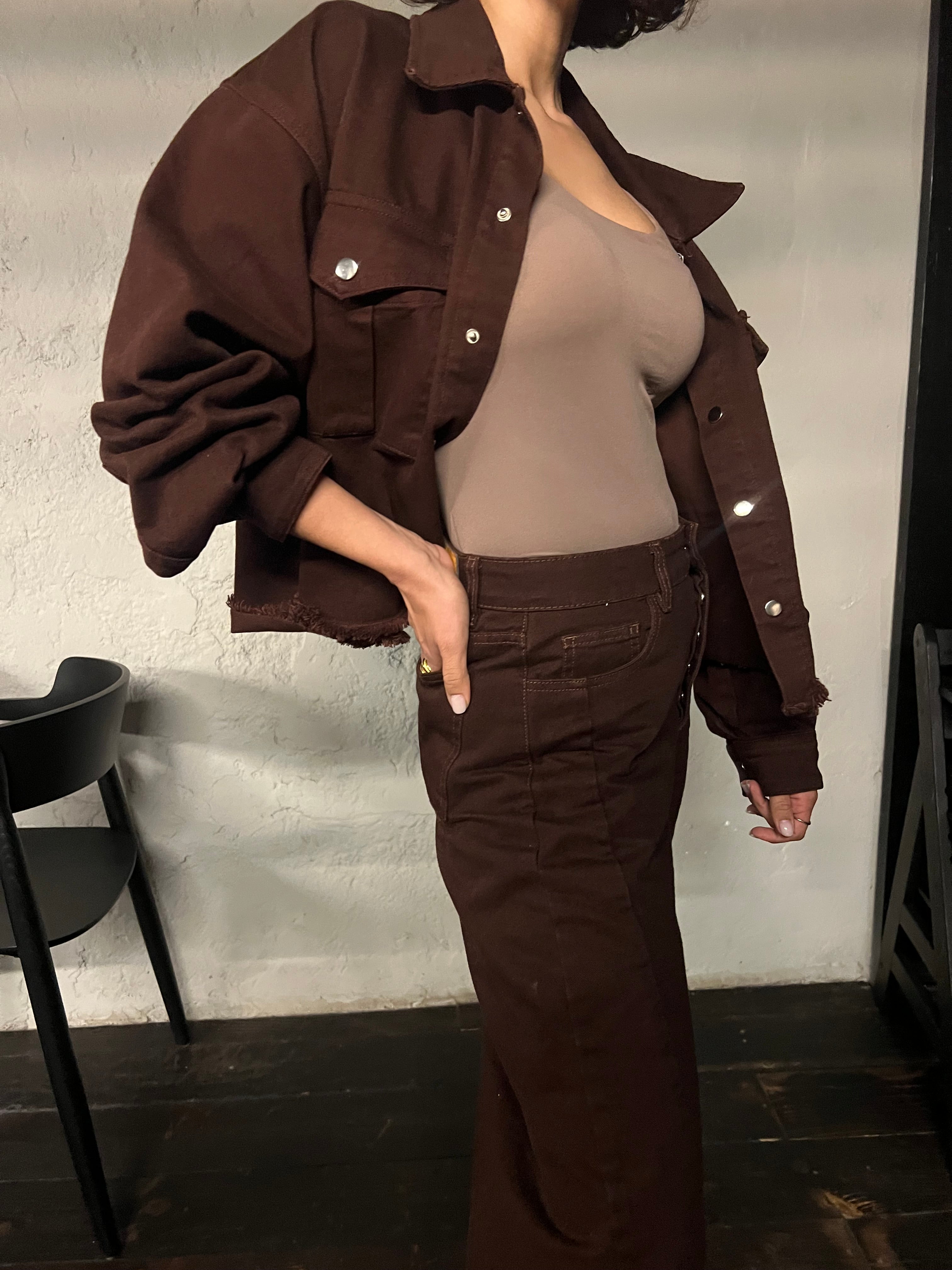 Veste oversize en denim chocolat