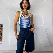 Bermuda Capri High Waist denim snow wash SYD STUDIO Casablanca