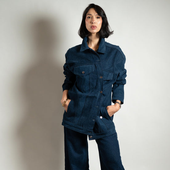 Criss cross jacket oversize — vue de dos — SYD STUDIO atelier Casablanca