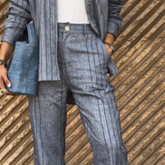 Linen Set lin effet denim — chemise et pantalon — SYD DENIM atelier Casablanca Maroc