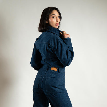 Flare denim évasé — vue de face — SYD STUDIO atelier Casablanca