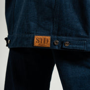 Détail criss cross jacket denim — couture artisanale — SYD STUDIO