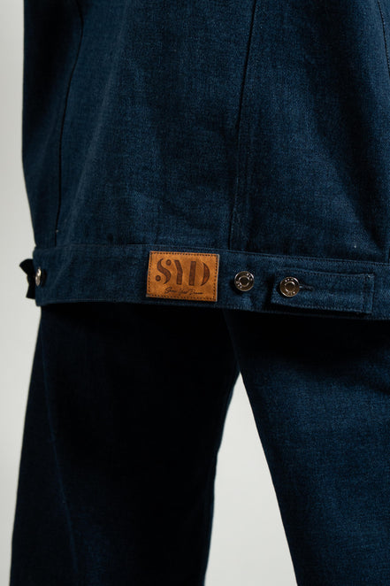 Détail criss cross jacket denim — couture artisanale — SYD STUDIO