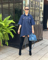 Robe baby doll denim oversize femme — SYD DENIM fait main Casablanca