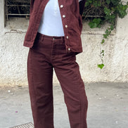 Denim ballon chocolat — vue de côté — SYD DENIM