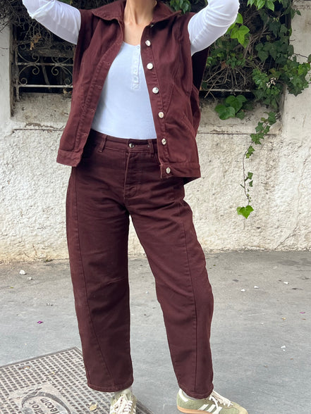 Denim ballon chocolat — vue de côté — SYD DENIM
