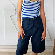 Bermuda Capri High Waist avec ourlet denim femme Casablanca Maroc