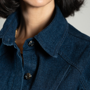 Veste structurée SYD STUDIO — vue de côté — denim premium atelier Casablanca