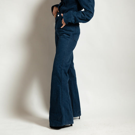 Flare denim jean évasé femme SYD STUDIO — atelier Casablanca Maroc
