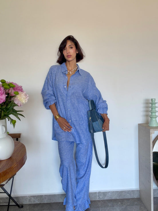 The Néroli Set Summer Edition by SYD — chemise oversize et pantalon lin coupe droite — atelier Casablanca Maroc