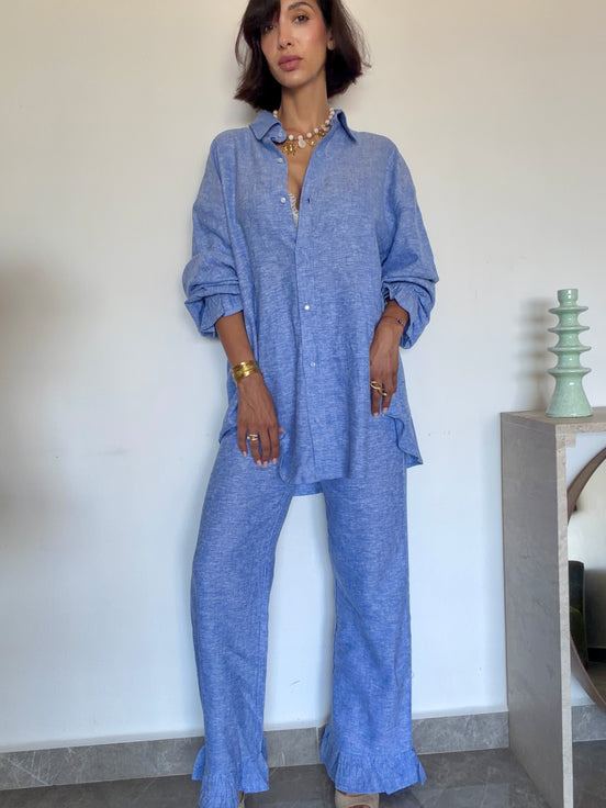 Ensemble lin femme Maroc Summer Edition SYD — The Néroli Set chemise oversize pantalon droit — marque denim marocaine Casablanca