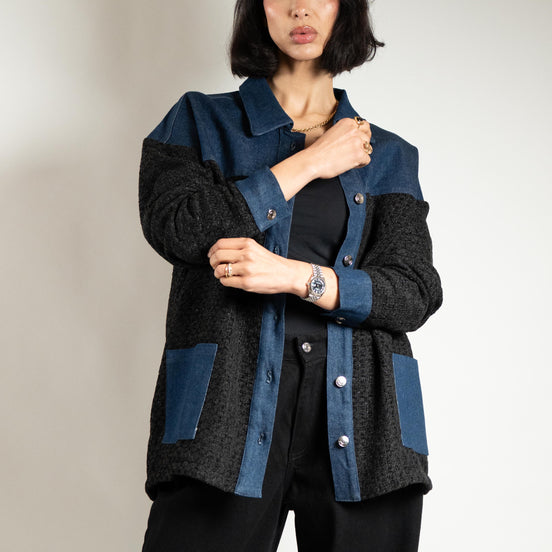 Veste denim et tweed SYD DENIM — atelier Casablanca Maroc