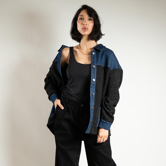 Veste denim tweed — vue de dos — SYD DENIM atelier Casablanca