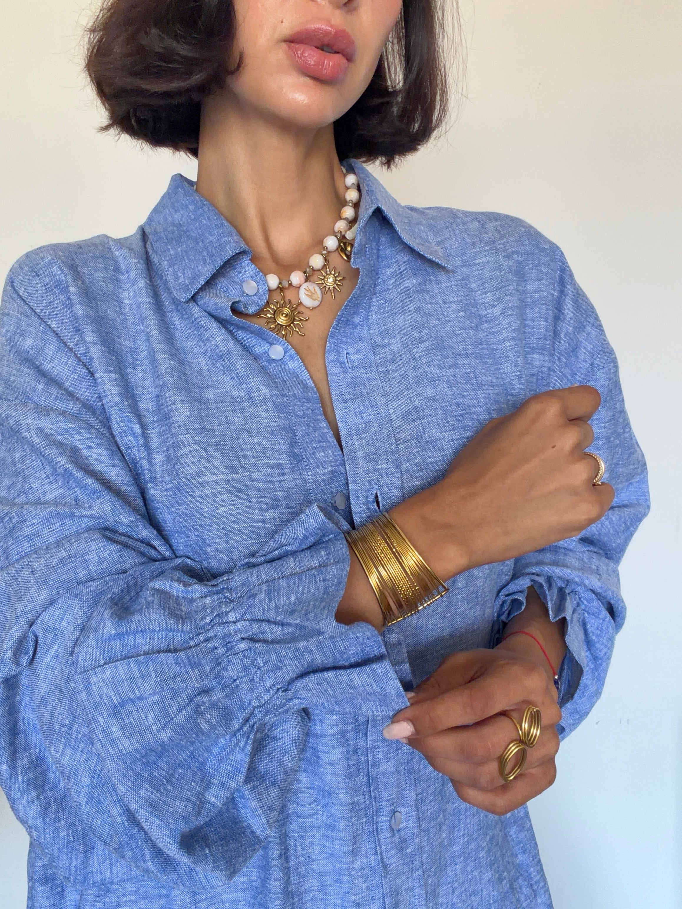The Néroli Set SYD DENIM — set lin 100% femme Summer Edition — atelier Casablanca made in Morocco