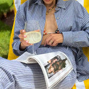 Le Riviera Set coton rayé — chemise et pantalon esprit bord de mer — SYD DENIM atelier Casablanca