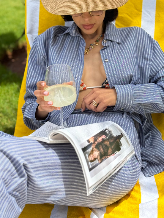 Le Riviera Set coton rayé — chemise et pantalon esprit bord de mer — SYD DENIM atelier Casablanca