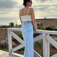 Maxi skirt denim — vue de face — SYD DENIM atelier Casablanca