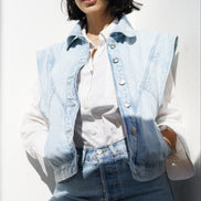 Gilet denim oversize femme — SYD DENIM — atelier Casablanca Maroc