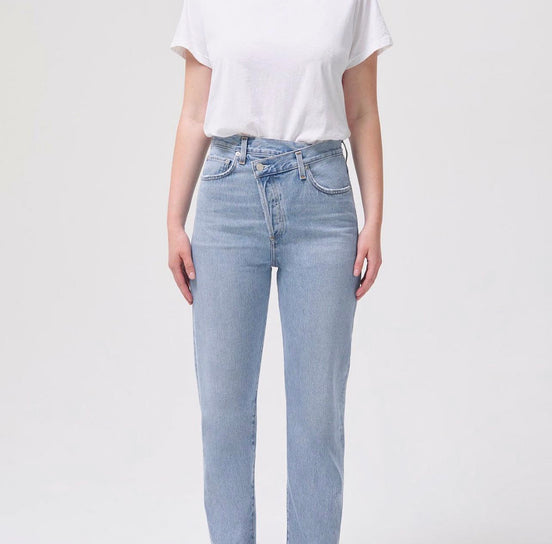 Criss cross denim — détail taille — SYD DENIM atelier Casablanca