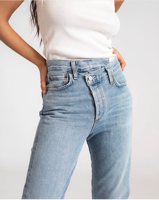 Jean criss cross denim femme — SYD DENIM — atelier Casablanca