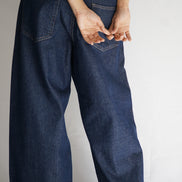 Wide leg denim taille haute — vue de côté — SYD DENIM atelier Casablanca