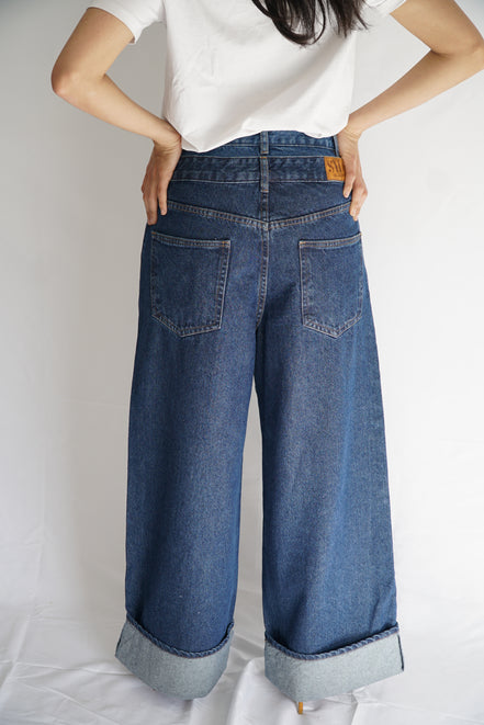 Jean wide leg denim femme — profil — SYD DENIM