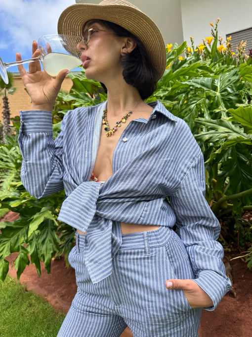 Le Riviera Set Summer Edition by SYD — ensemble coton rayé femme — SYD DENIM atelier Casablanca