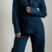 Barrel denim — silhouette complète — SYD STUDIO atelier Casablanca