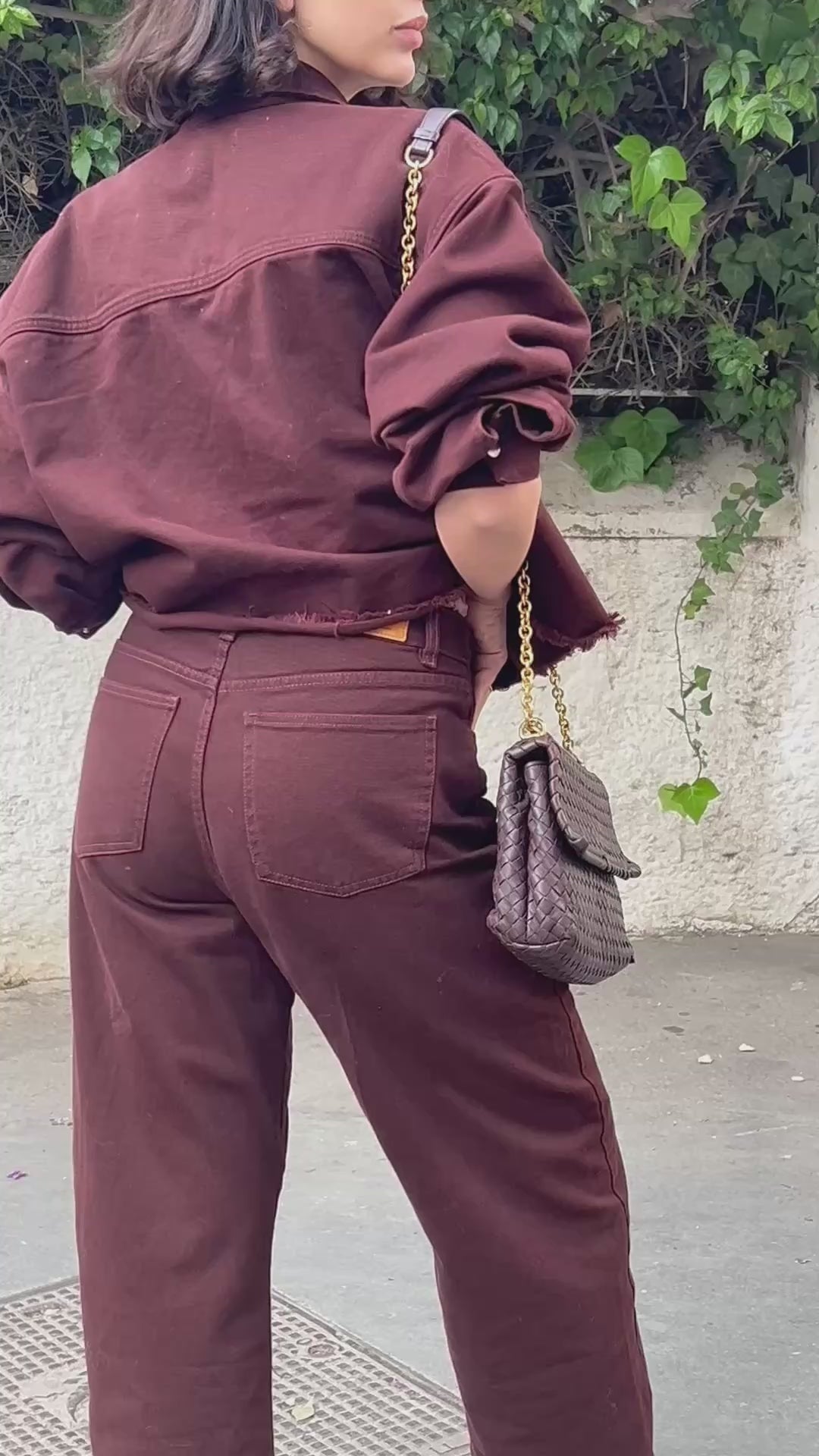 Veste oversize en denim chocolat